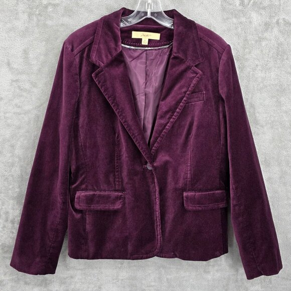 Motto Velvet Blazer 12 Purple Single Breasted One Button Lined Witchy Goth Boho - Picture 1 of 13